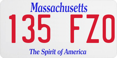 MA license plate 135FZ0