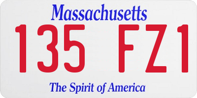 MA license plate 135FZ1