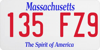 MA license plate 135FZ9