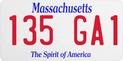 MA license plate 135GA1
