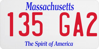 MA license plate 135GA2
