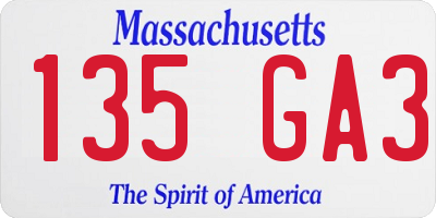 MA license plate 135GA3