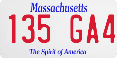 MA license plate 135GA4