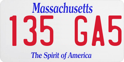 MA license plate 135GA5
