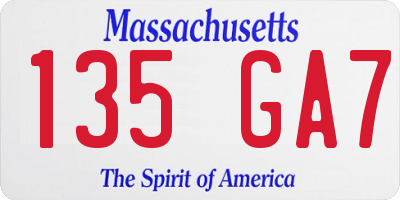 MA license plate 135GA7