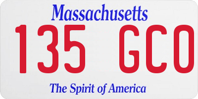 MA license plate 135GC0