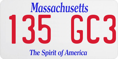 MA license plate 135GC3