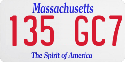MA license plate 135GC7
