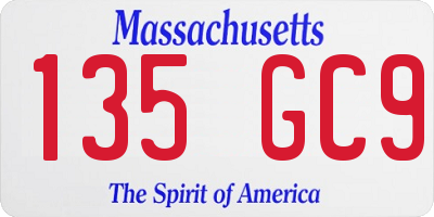 MA license plate 135GC9