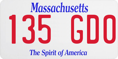 MA license plate 135GD0