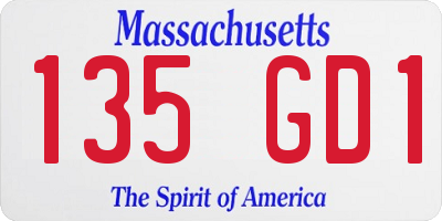 MA license plate 135GD1