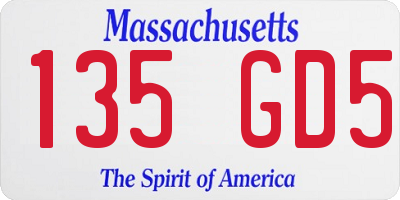 MA license plate 135GD5