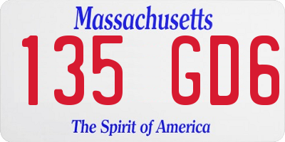 MA license plate 135GD6