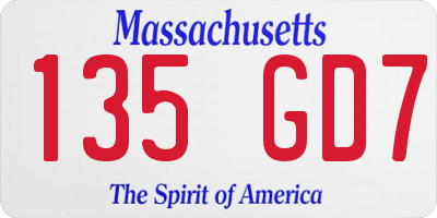 MA license plate 135GD7