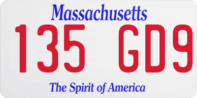 MA license plate 135GD9