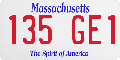 MA license plate 135GE1