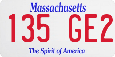 MA license plate 135GE2