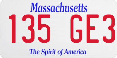 MA license plate 135GE3