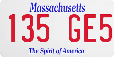 MA license plate 135GE5