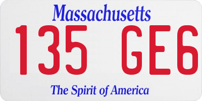 MA license plate 135GE6