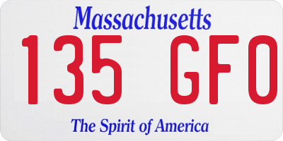 MA license plate 135GF0