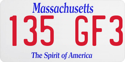 MA license plate 135GF3