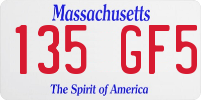 MA license plate 135GF5