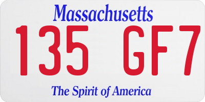 MA license plate 135GF7