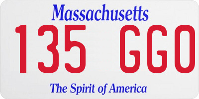 MA license plate 135GG0
