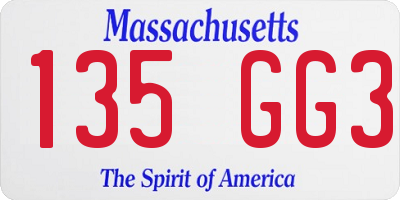 MA license plate 135GG3