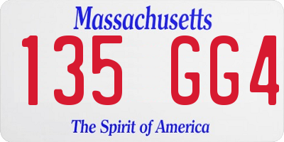 MA license plate 135GG4