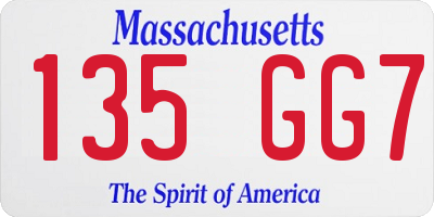 MA license plate 135GG7