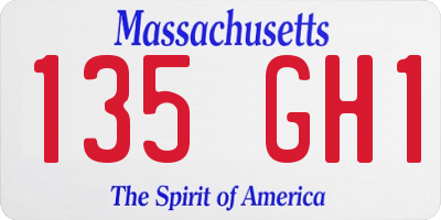 MA license plate 135GH1