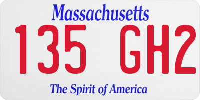 MA license plate 135GH2
