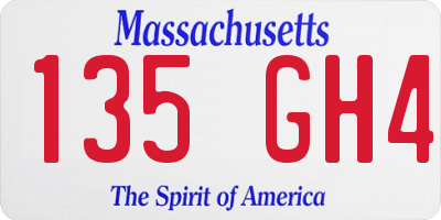 MA license plate 135GH4