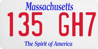 MA license plate 135GH7