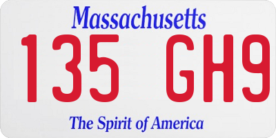 MA license plate 135GH9