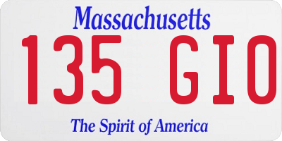 MA license plate 135GI0