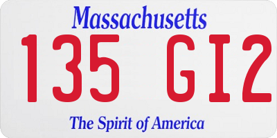 MA license plate 135GI2