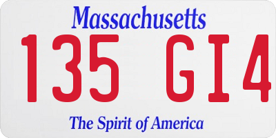 MA license plate 135GI4