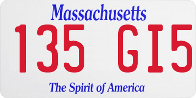 MA license plate 135GI5