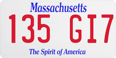 MA license plate 135GI7