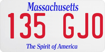 MA license plate 135GJ0