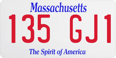 MA license plate 135GJ1