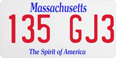 MA license plate 135GJ3