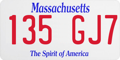 MA license plate 135GJ7