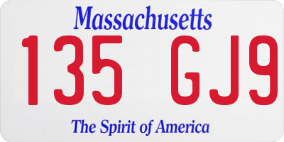 MA license plate 135GJ9