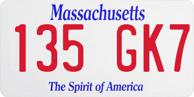MA license plate 135GK7