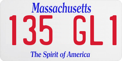 MA license plate 135GL1