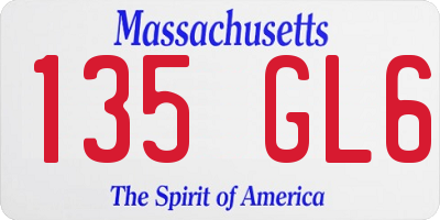 MA license plate 135GL6